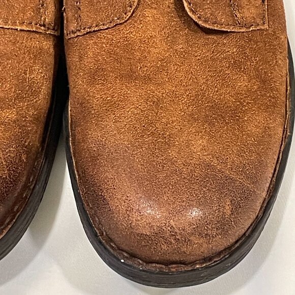 (NEW) BORN Distressed Suede Side Zip Lace Up Ankle Boot, Brown Rust - 11 M - Picture 6 of 15